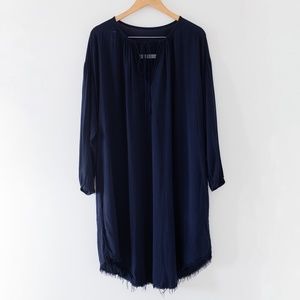 NWOT Raquel Allegra Deep Blue Gauze Dress with Tie Front Size Medium